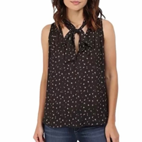 Free People Sleeveless Botanical Tie-Neck Blouse Top Size L ~ NWOT - Picture 6 of 7